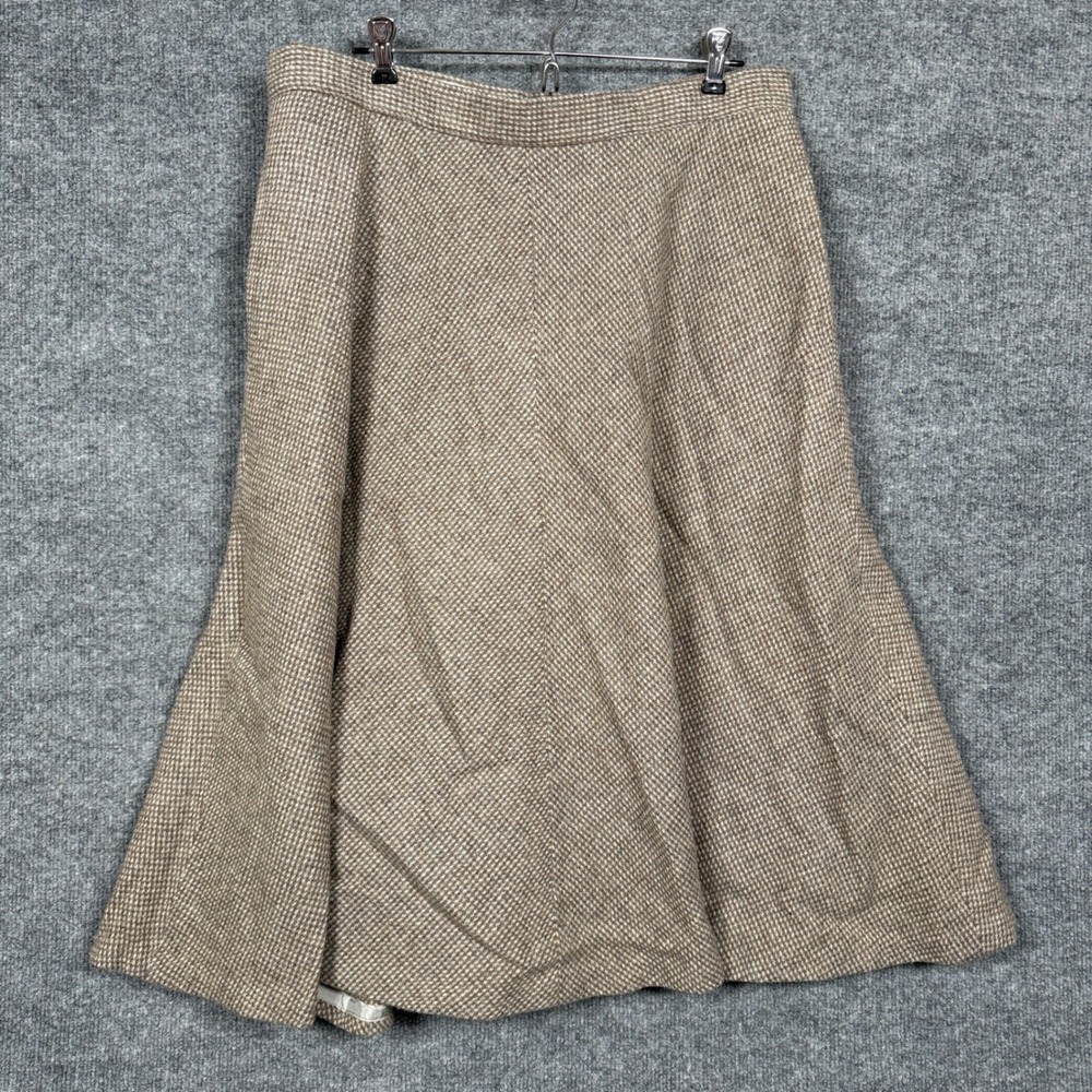 Vintage Joseph Picone Ivan Picone Sz 16 Skirt A-Line‎ Midi Brown Tweed Pure Wool